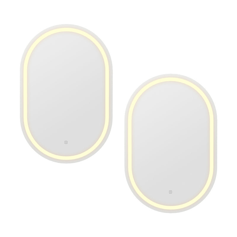 Embellir 2 LED Wall Mirror With Light 50X75CM Bathroom Decor Oval Mirrors Vanity