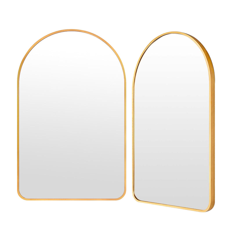 2 Set Wall Arch Mirror Arc Aluminum Frame Bathroom 50x80cm GOLD