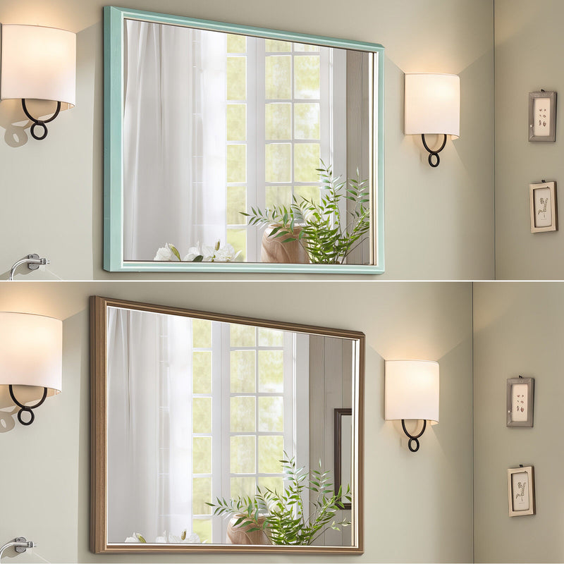 Wall Mirror Rectangular Frame Bathroom 70x90cm Antique Brown