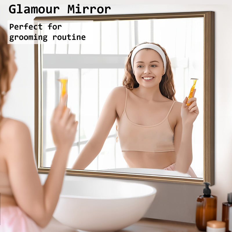 Wall Mirror Rectangular Frame Bathroom 70x90cm Antique Brown