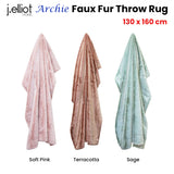 J Elliot Home Archie Terracotta Faux Fur Throw Rug 130 x 160cm