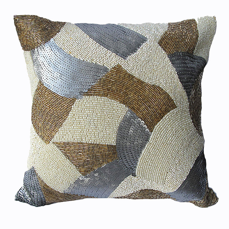 MoonRock Beaded Filled Cushion - Beige