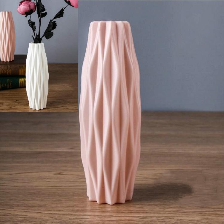 Set of 3 Creative Plastic Camellia Vases for Wet and Dry Decor - Milk White