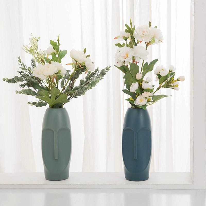 Thickened Pe Vase for Dried Flower Arrangements - Durable Drop-proof and Crack-proof - Sea Blue