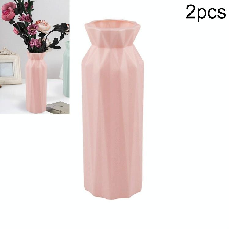 2-pack Plastic Round Vases - Simple Anti-fall Home Decor Ornaments - Gray
