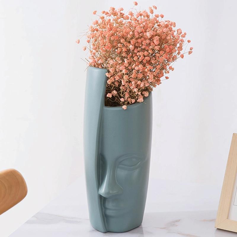 Thickened Drop-proof Vase with Dried Flower Ornaments - Sea Blue