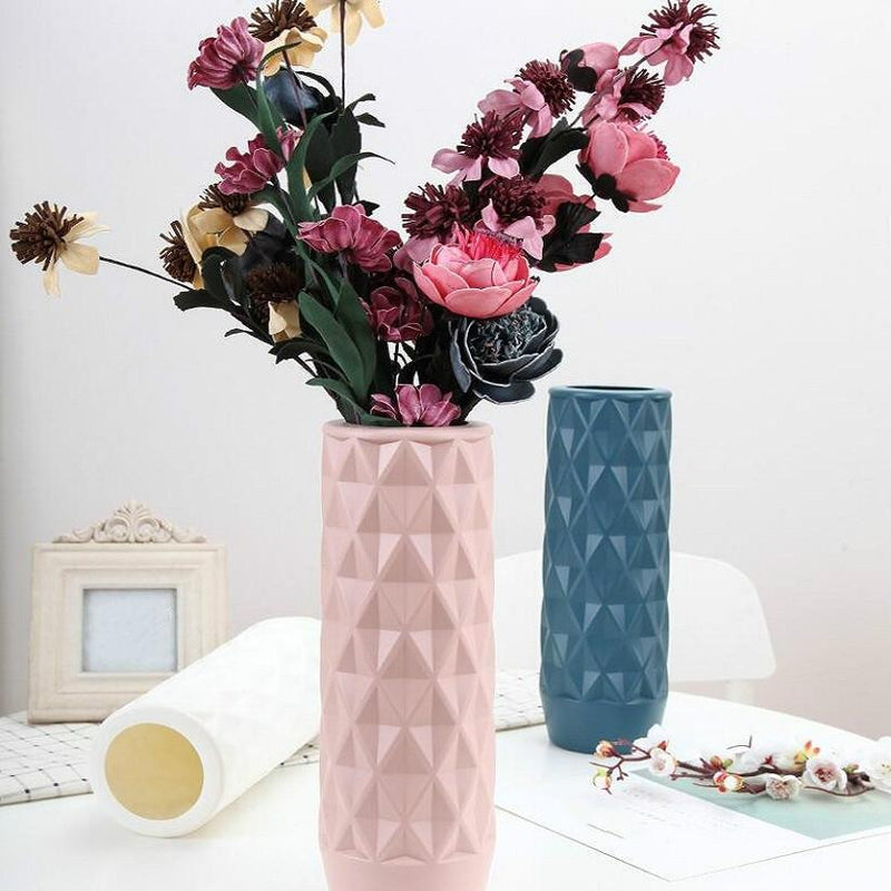 Creative Plastic Vase for Home Decoration - Flower Arrangement Container - Milk White