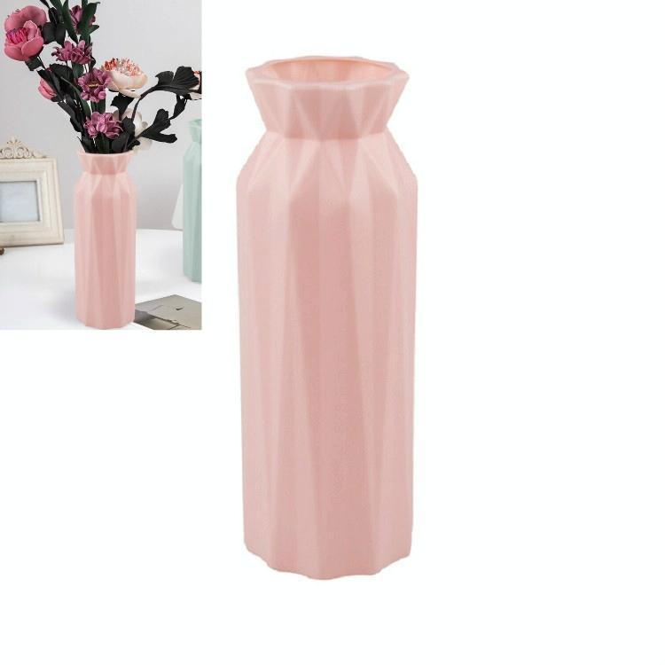2-pack Plastic Round Vases - Simple Anti-fall Home Decor Ornaments - Pink