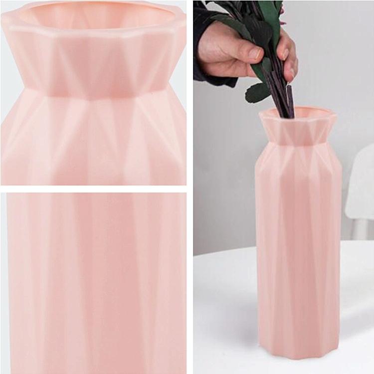 2-pack Plastic Round Vases - Simple Anti-fall Home Decor Ornaments - Pink
