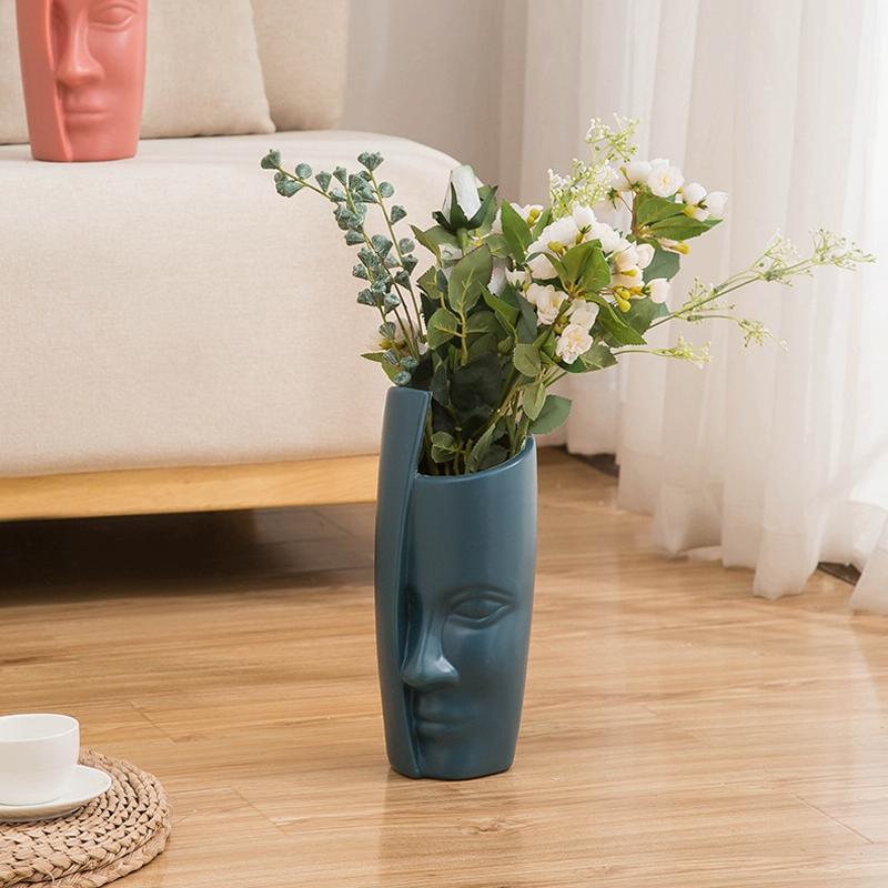 Thickened Drop-proof Vase with Dried Flower Ornaments - Light Green