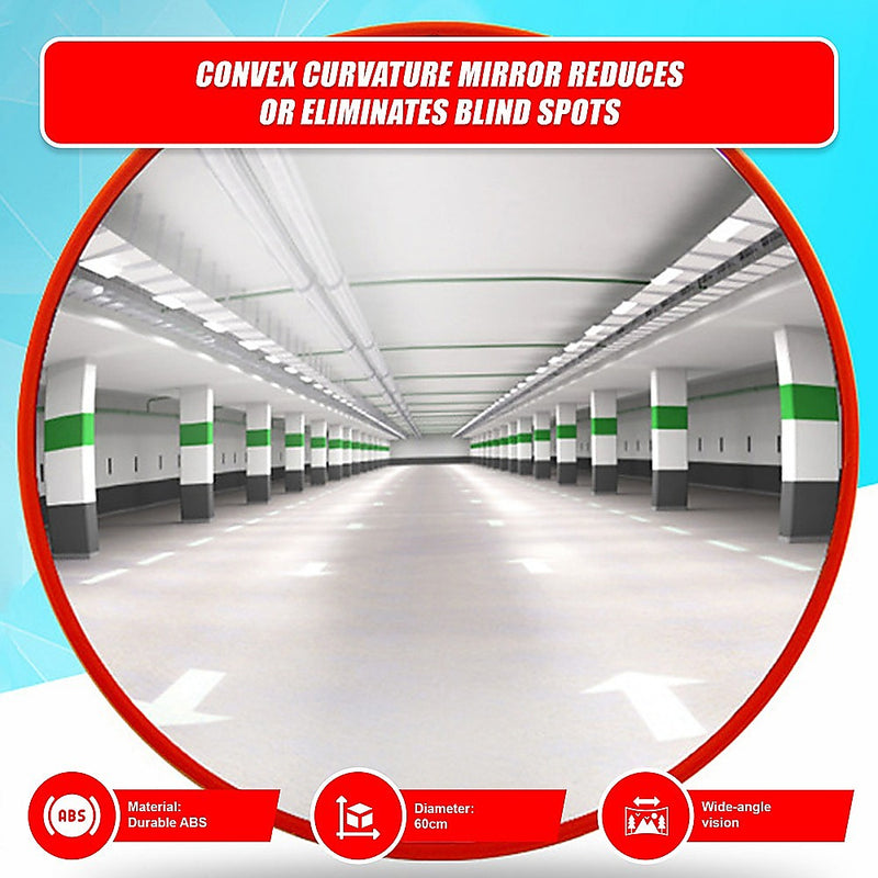 60cm Wide Angle Security Curved Convex Road Safety Mirror Traffic Driveway