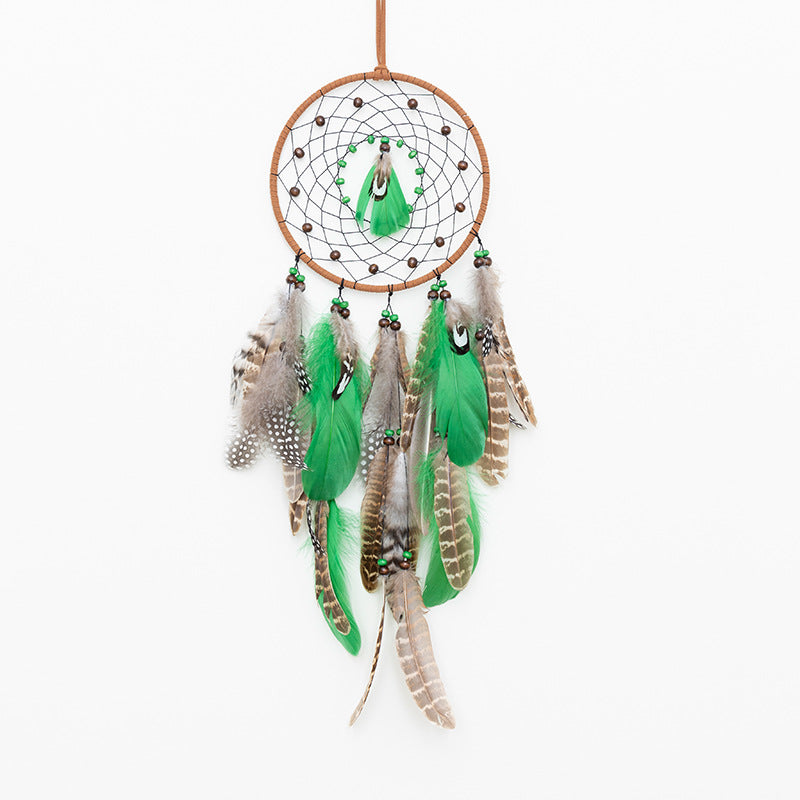 Rounded Boho Forest Dreamcatcher Wind Chime Pendant - INS Style Moonlit Serenity Decor
