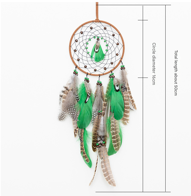 Rounded Boho Forest Dreamcatcher Wind Chime Pendant - INS Style Moonlit Serenity Decor