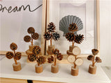 Brown Rustic Forest-Style Pinecone Desktop Decoration - Elegant 10-12cm Synthetic Resin Craft