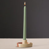 2 Pcs Yellow, White And Orange Stitching Oval Bottom Nordic Ceramic Candle Holder with Jewelry Dish - Elegant Minimalist Home Decor Piece