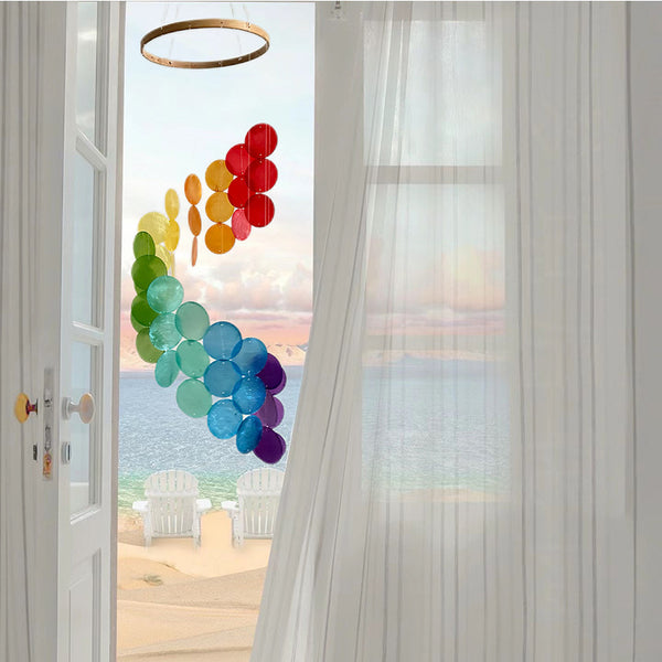 White Bohemian Seashell Wind Chime - Dream Catcher Hanging Decor for Home