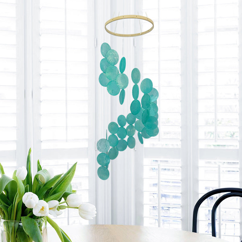 Green Bohemian Seashell Wind Chime - Dream Catcher Hanging Decor for Home